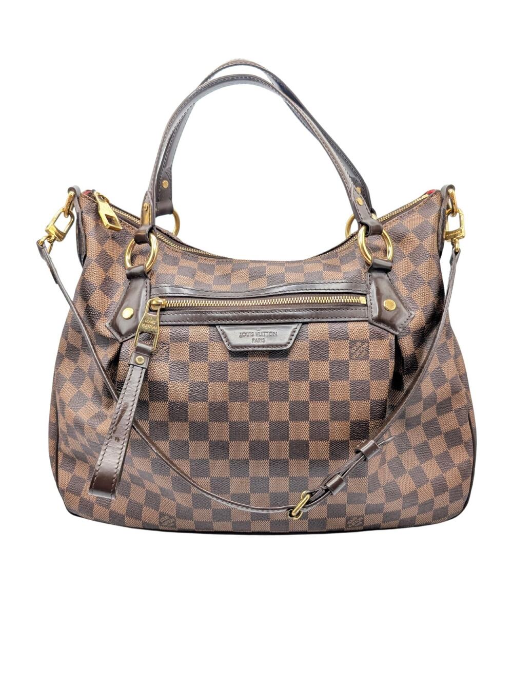 Louis Vuitton Damier Ebene Evora MM Zip Tote Shoulder Bag